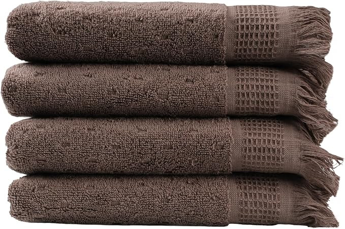 SOFE H&L | NADIAS Luxury Hand Towels Set of 4 Coffee (16” x 28”) | Light, Premium, Soft, Dura... | Amazon (US)