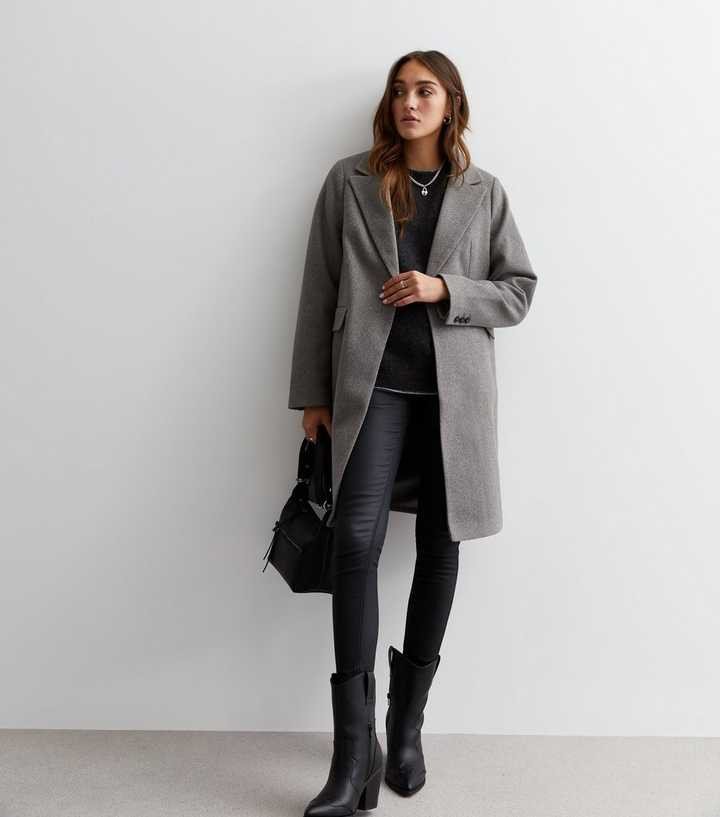Grey Lined Formal Longline Coat
						
						Add to Saved Items
						Remove from Saved Items | New Look (UK)