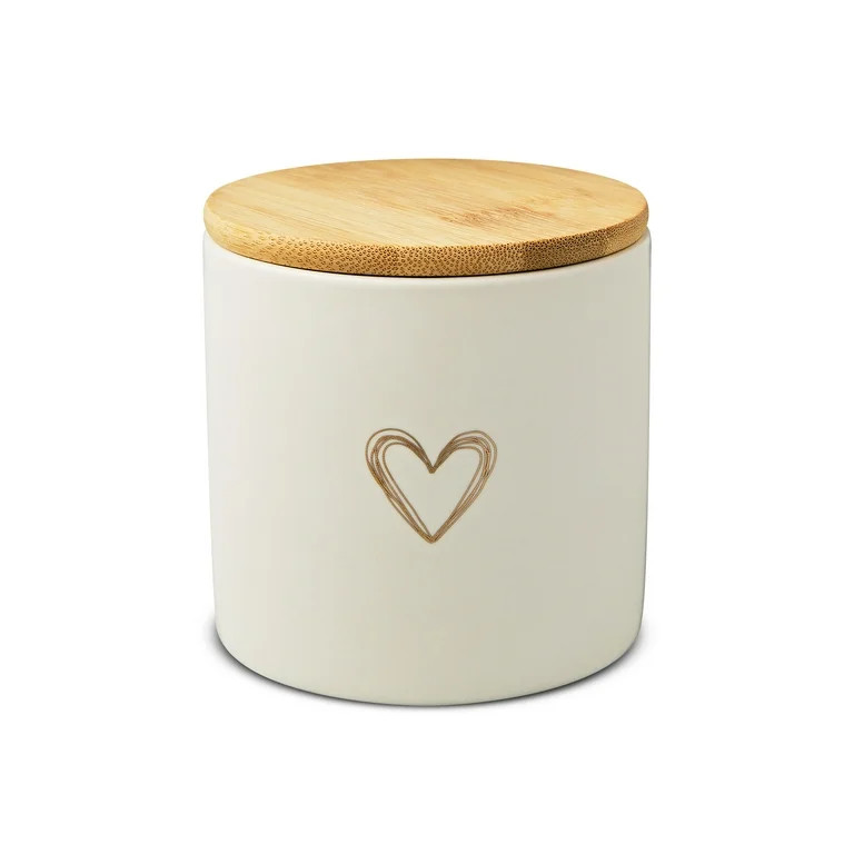Valentine's Day Cream and Gold Heart Ceramic Jar with Lid, by Way To Celebrate - Walmart.com | Walmart (US)