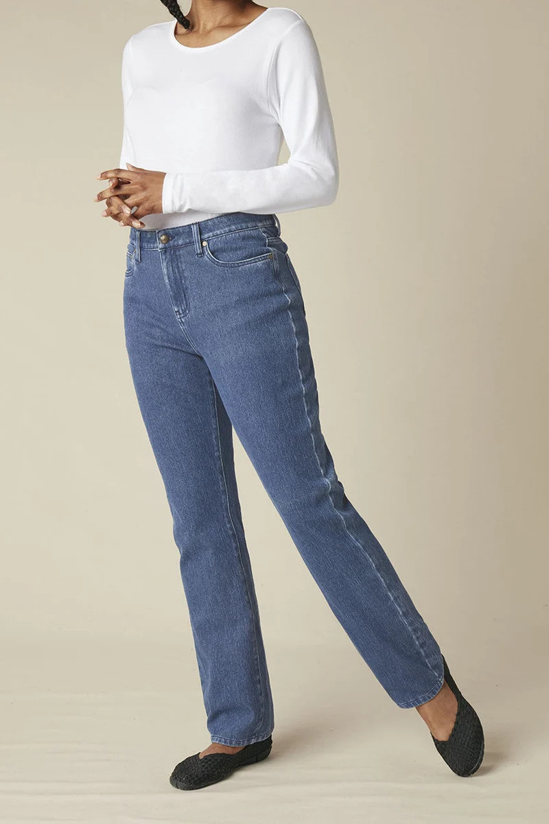 Knit Denim High Rise Straight-Leg Jeans | Coldwater Creek
