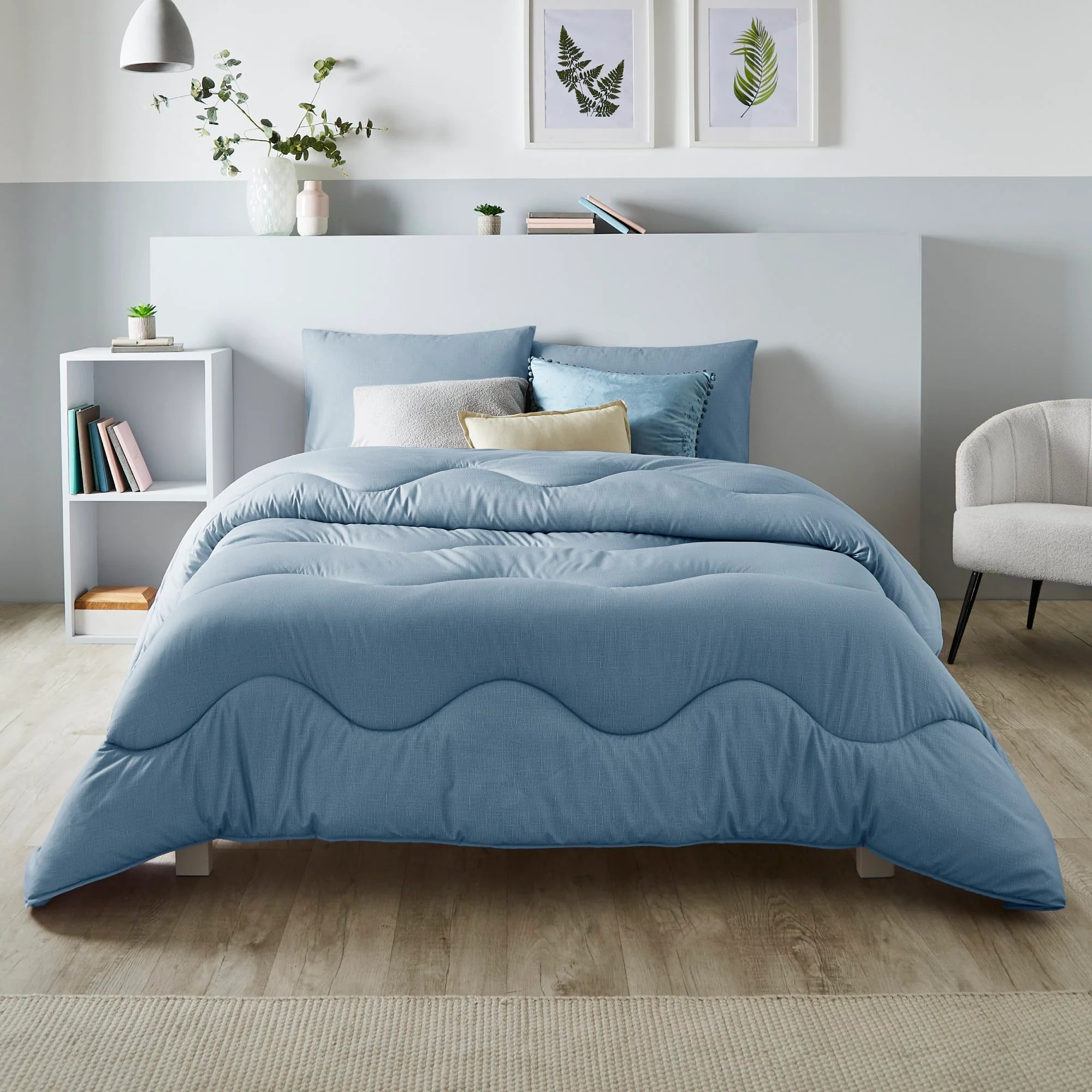Twilight Blue Linen Print All-In-One Comforter | Night Lark