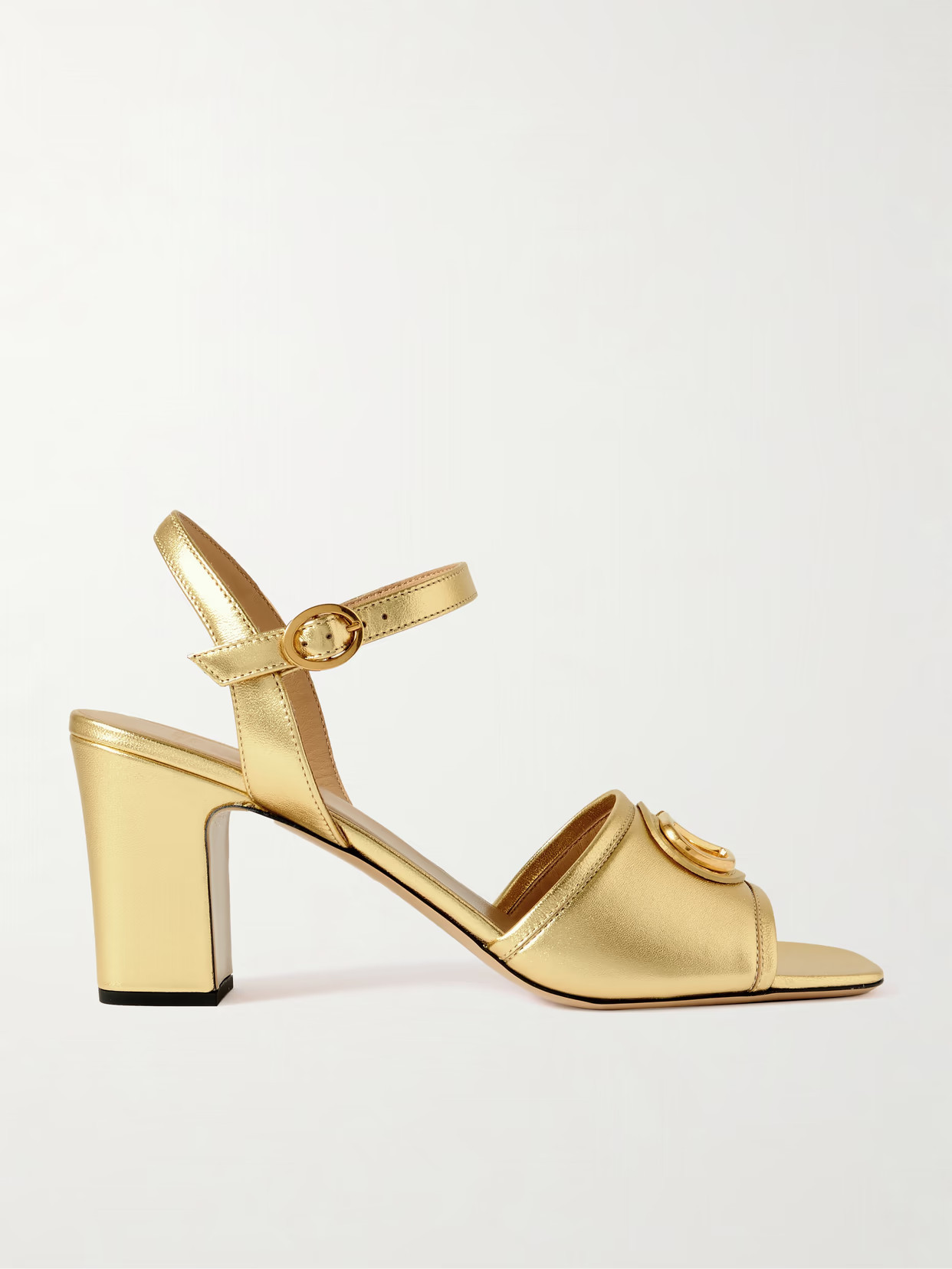 Valentino Garavani - Vlogo 70 Embellished Metallic Leather Sandals - Gold | NET-A-PORTER (US)