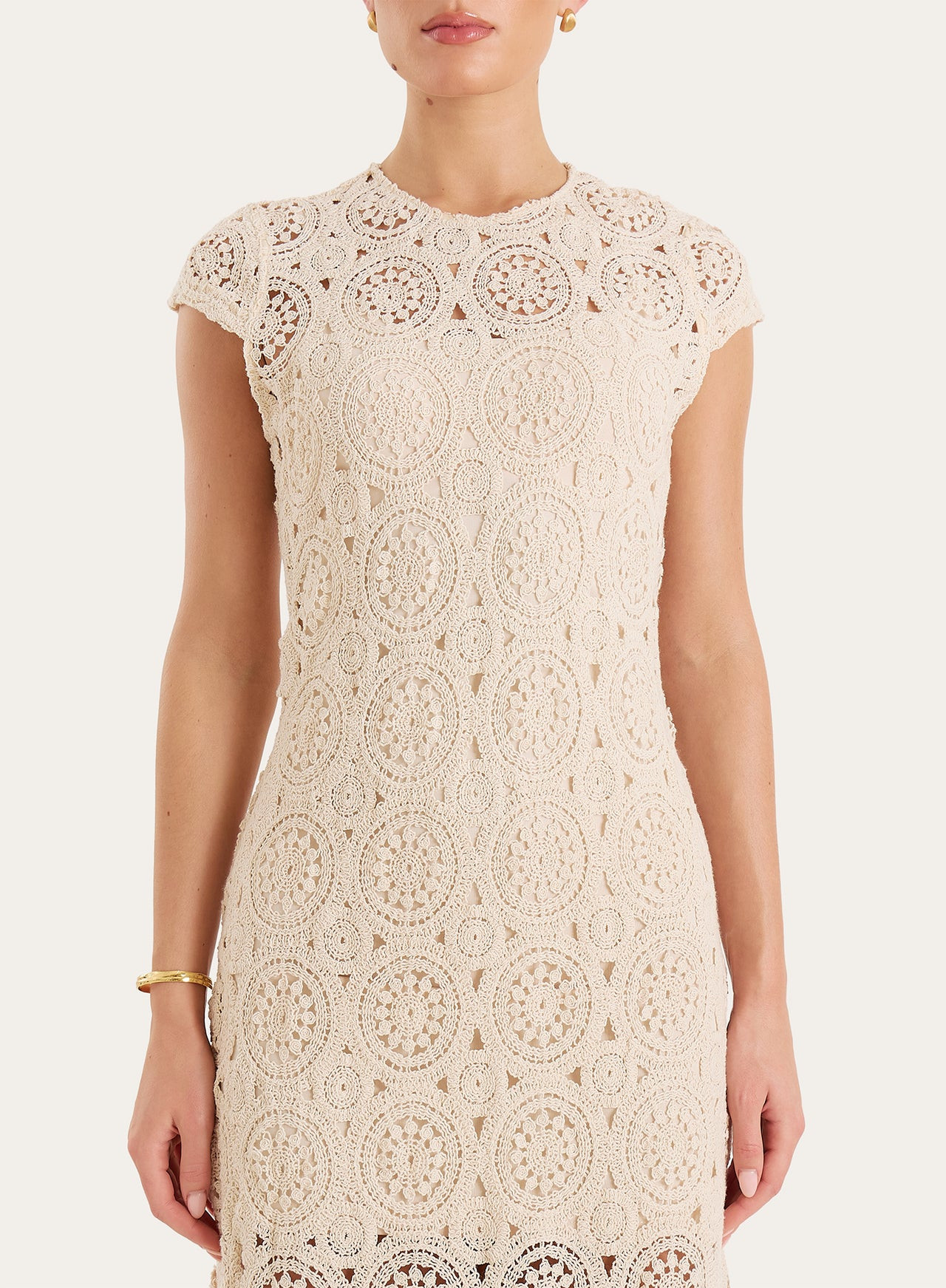 Women's Cream Crochet Cap Sleeve Maxi Dress | Vela | 4th & Reckless | 4th & Reckless