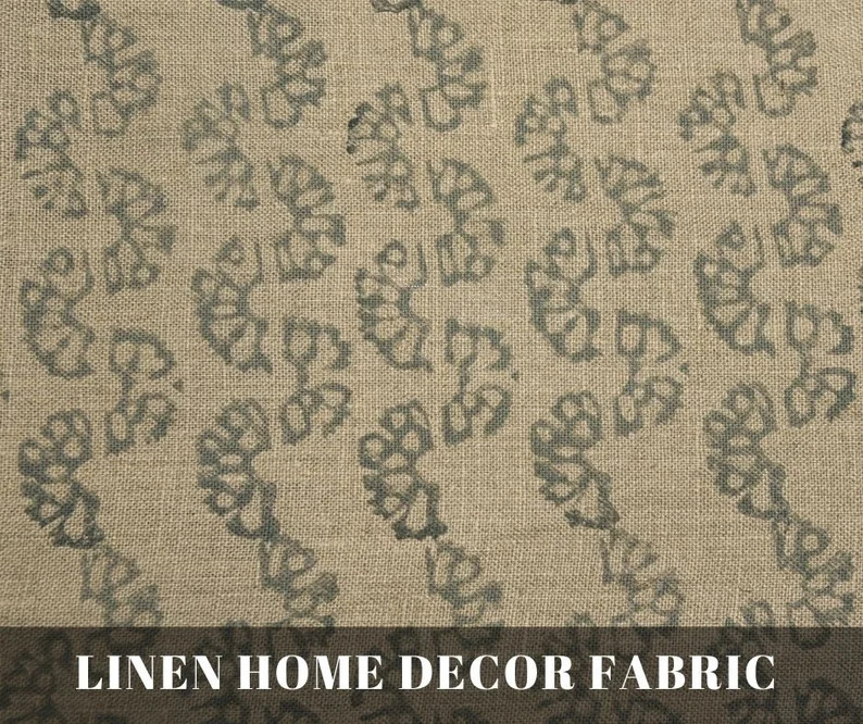 Thick Linen HOME DECOR By the yard - Block Print Fabric - Printed Linen Fabric For Upholstery sof... | Etsy (US)
