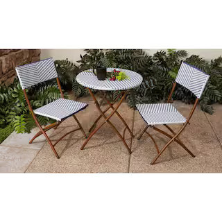 French Caf 3-Piece Wicker Outdoor Patio Folding Bistro Set | The Home Depot