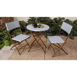 French Caf 3-Piece Wicker Outdoor Patio Folding Bistro Set | The Home Depot