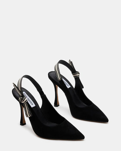 BRI Black Suede Slingback Pump Heel | Women's Heels | Steve Madden (US)