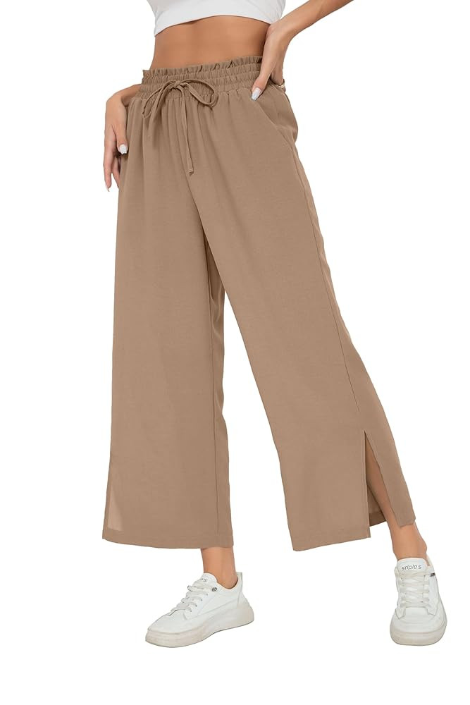 HIYIYEZI Womens Wide Leg Lounge Pants High Waisted Drawstring Casual Loose Palazzo Trousers with ... | Amazon (US)