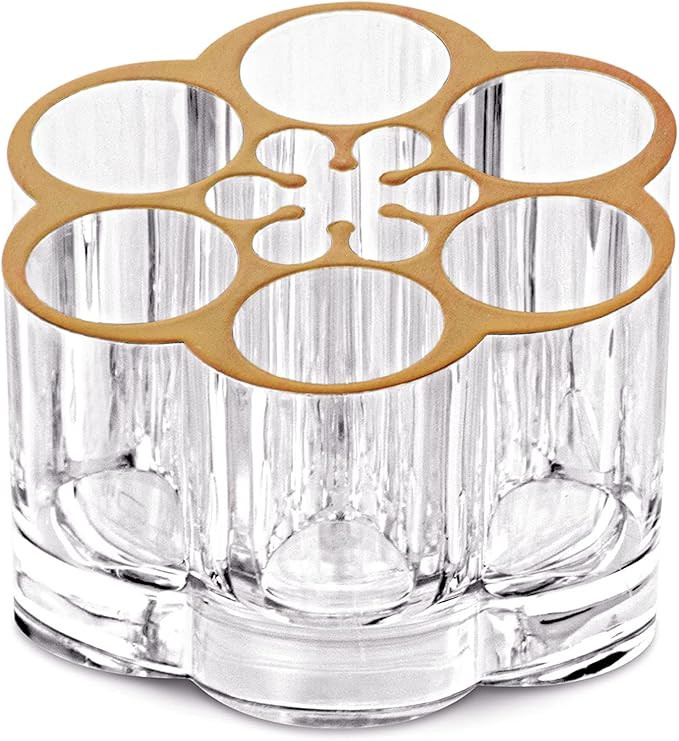 DecorRack Acrylic Flower Cosmetic Makeup Organizer, 12 Spaces, Rose Gold Lining, Crystal Clear, L... | Amazon (US)