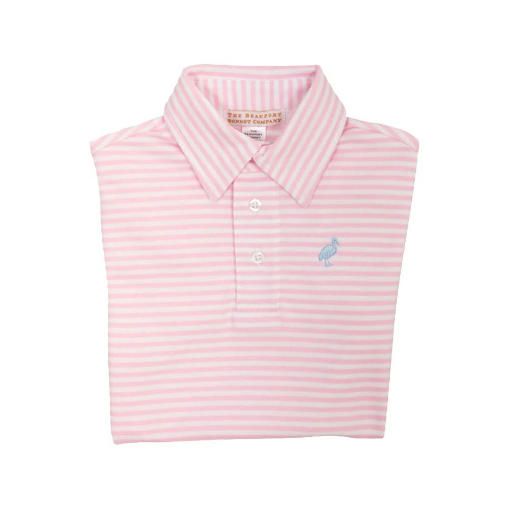 Prim & Proper Polo & Onesie - Palm Beach Pink & Worth Avenue White Stripe with Buckhead Blue Stor... | The Beaufort Bonnet Company