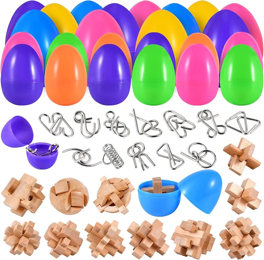 24 Pack Easter Eggs Fillers with Brain Teaser Puzzle Set, Prefilled Easter Eggs for Teens Adults ... | Amazon (US)
