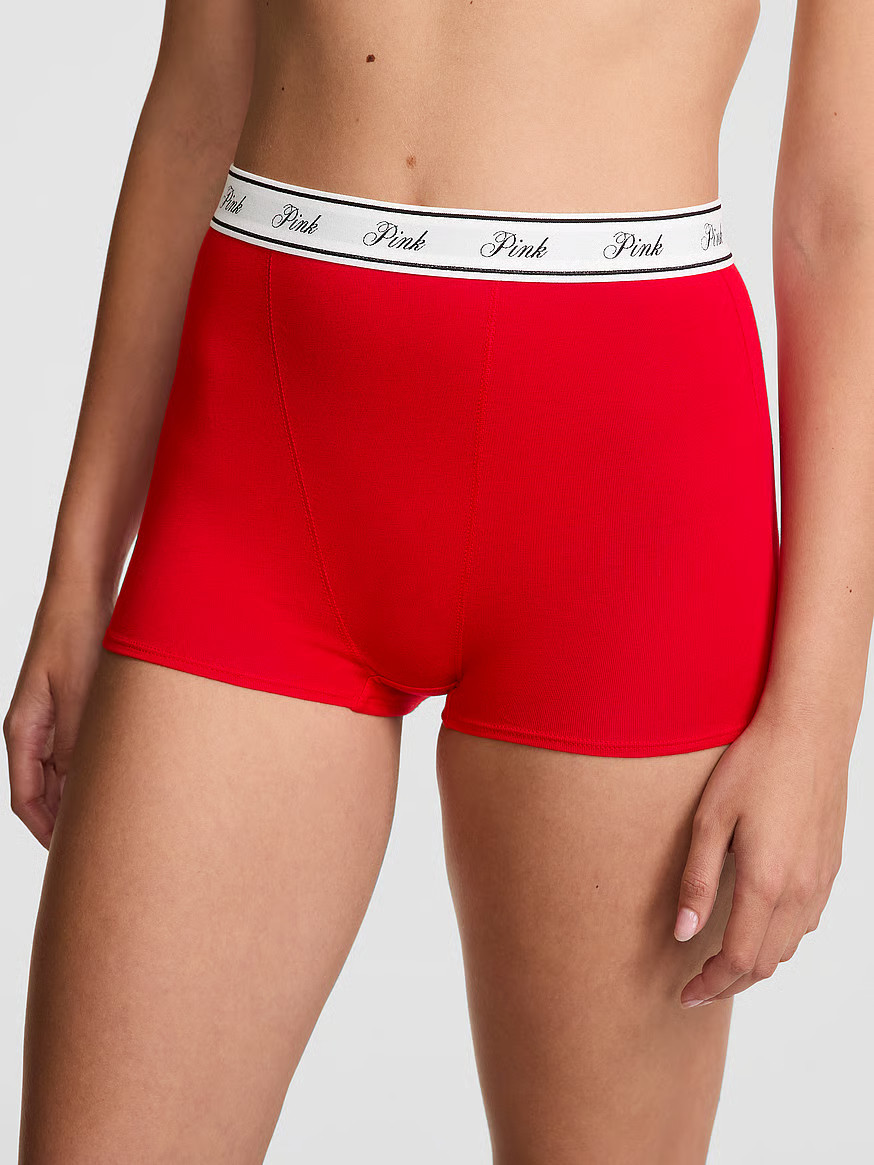 Buy Logo Cotton High-Waist Boyshort Panty, Bright Vermillion - Order Panties online - Victoria's ... | Victoria's Secret (US / CA )