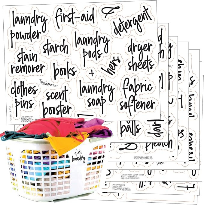 Talented Kitchen 141 Laundry Room & Linens Closet Organization Labels. Script, Preprinted Sticker... | Amazon (US)