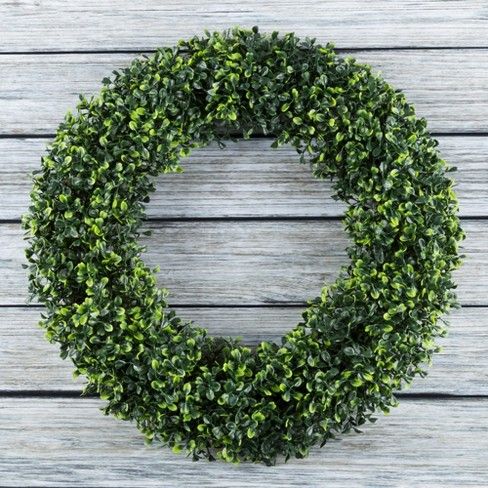 Round Artificial Boxwood Wreath 19.5" - Pure Garden | Target