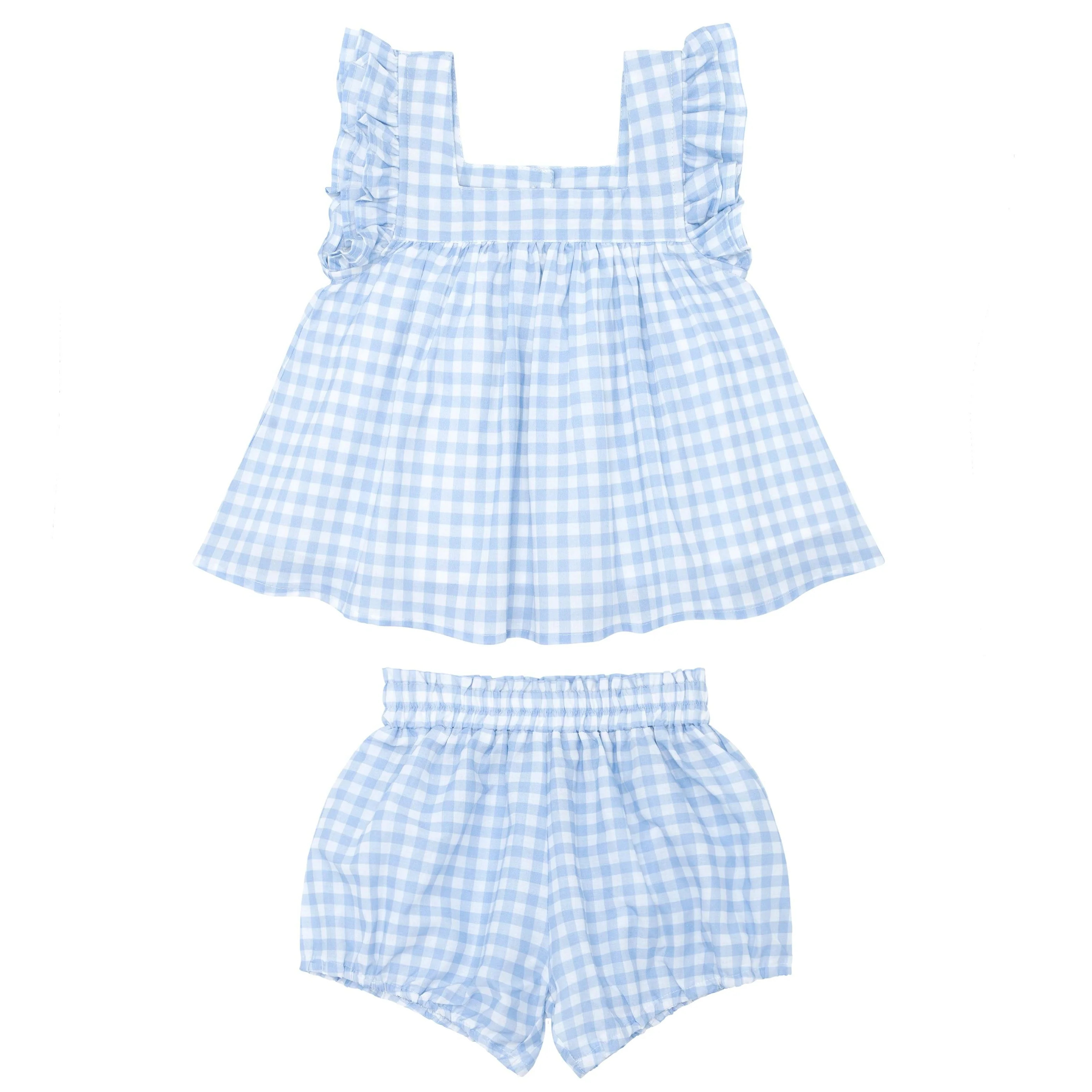 girls oasis blue gingham bloomer set | Minnow