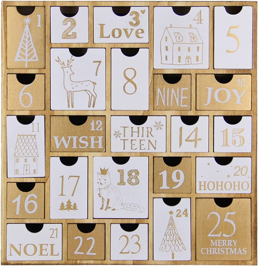 Juegoal Advent Calendar with 25 Drawers Countdown to Christmas, Refillable Wooden Advent Xmas Gif... | Amazon (US)