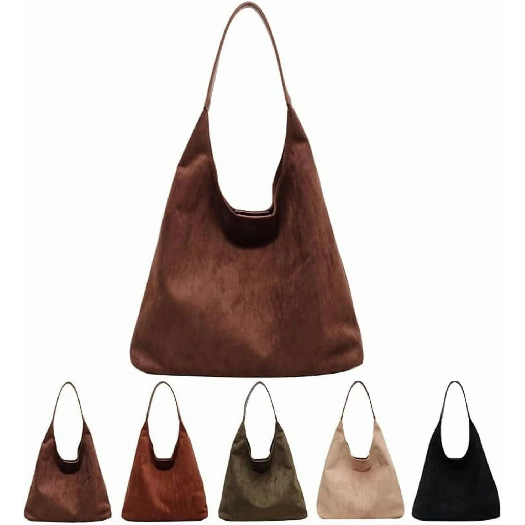 Leather Hobo bags for women suede purse slouchy tote bag brown leather purse suede hobo shoulder ... | Walmart (US)