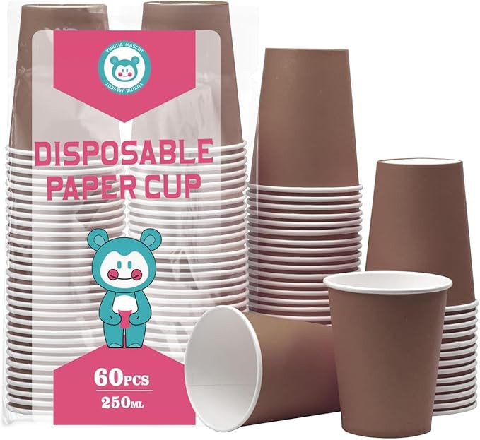 Brown Disposable Paper Cups,60pcs Paper Cups For DIY Wedding Christmas Party Picnic BBQ Travel an... | Amazon (US)