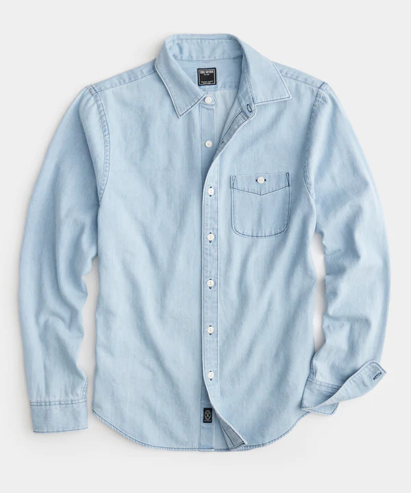 Denim Point Collar Shirt in Light Indigo | Todd Snyder