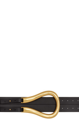 Black & Gold Large Horseshoe Buckle Belt | SSENSE