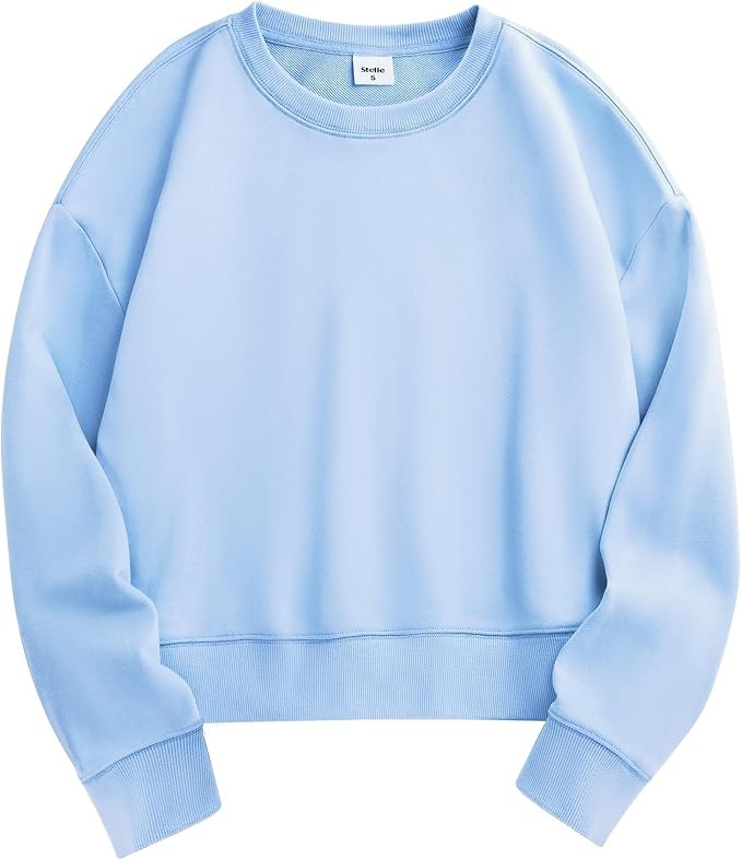 Stelle Cropped Sweatshirts for Women Cotton Long Sleeve Crop Tops Crewneck Pullover Oversized Swe... | Amazon (US)