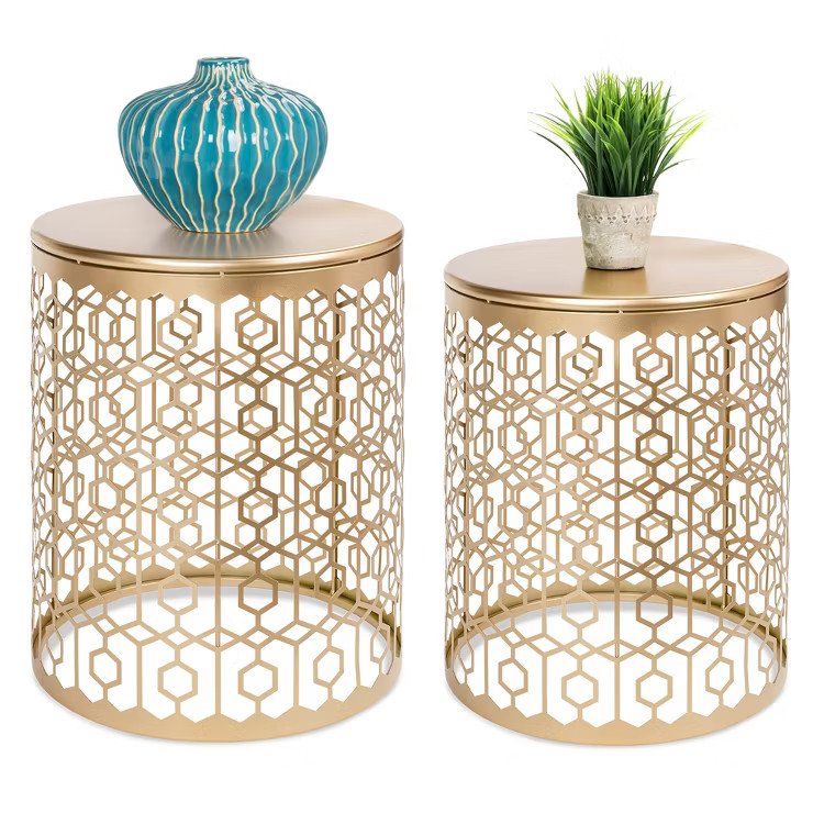 Best Choice Products Set of 2 Decorative Nesting Round Patterned Accent Side Coffee End Table Nig... | Target