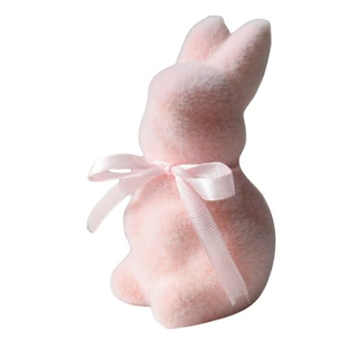 Flocked Bunny Easter Rabbit Statue Decorations,Grass Bunny Figure Decor,Tabletop Delicate Bow Tie Figurine,Desktop Fireplace Table Centerpiece,Yard Party Supplies,Lawn Garden Sculpture (Pink) | Amazon (US)