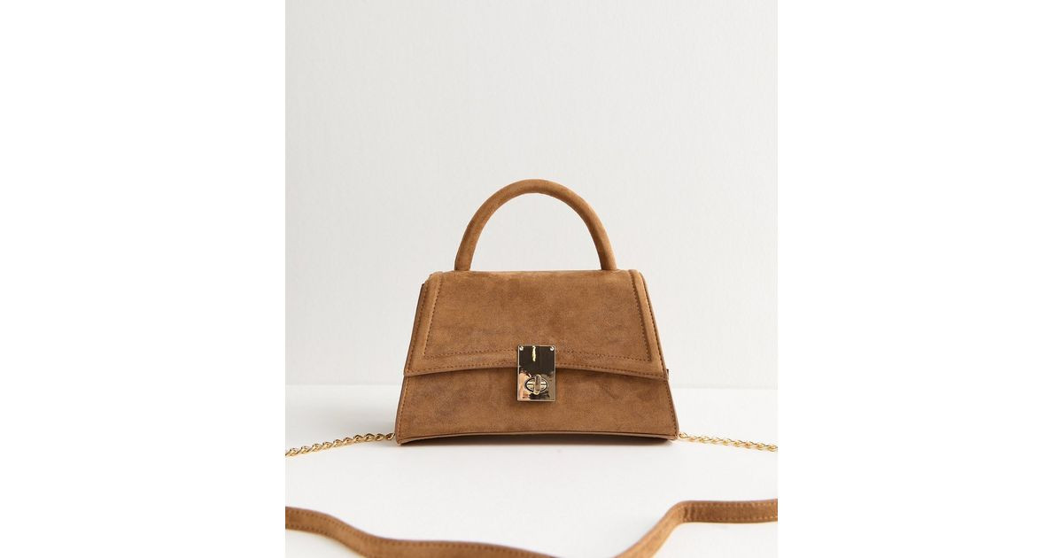 Tan Faux Suede Top Handle Cross Body Bag | New Look | New Look (UK)
