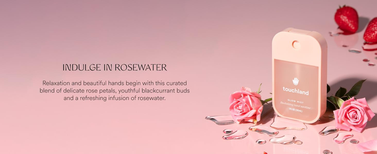 Touchland Glow Mist Revitalizing Hand Sanitizer Spray, Rosewater scented, 500-Sprays each, 1FL OZ | Amazon (US)