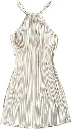 Women's Summer Halter Mini Dress Y2k Sleeveless Texture Going Out Dresses Vacation Outfits | Amazon (US)