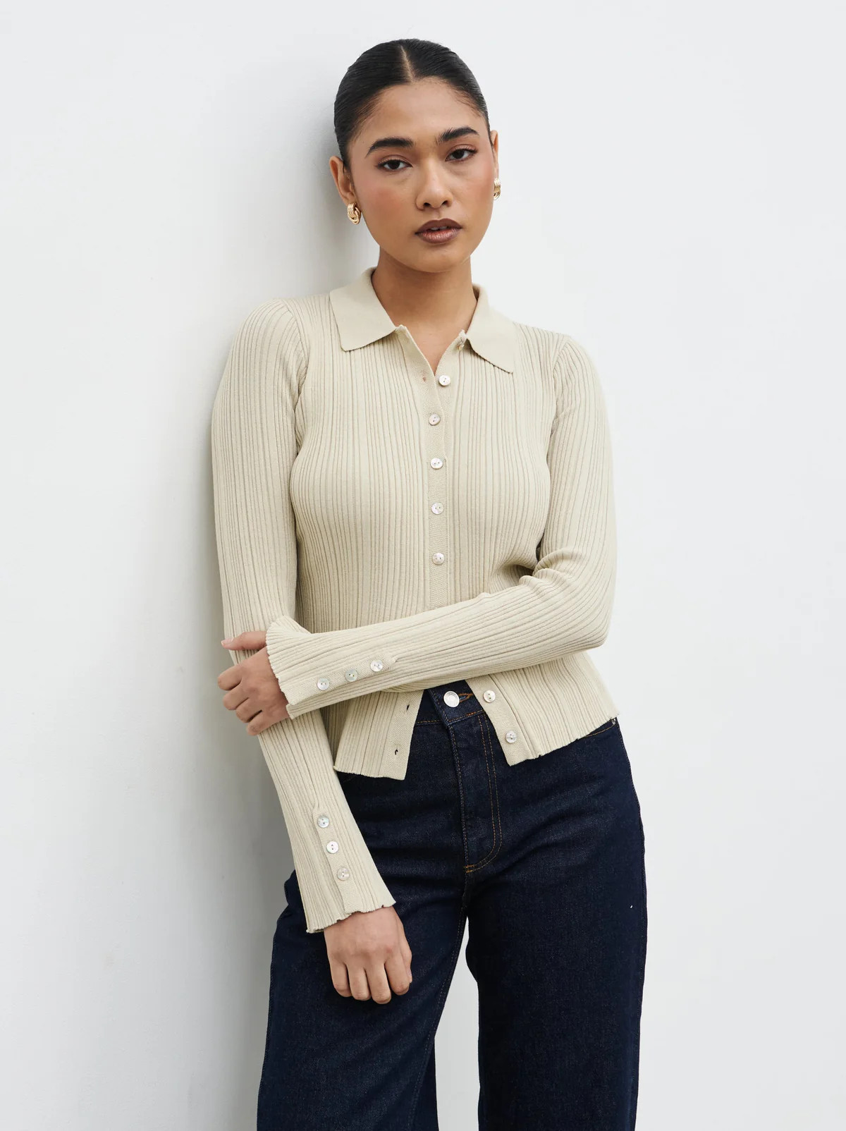 Denver Buttoned Long Sleeve Knit Top | Pretty Lavish (UK)