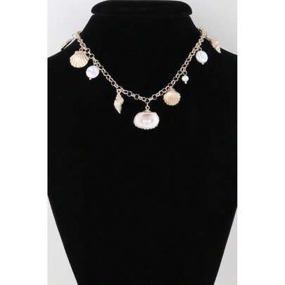 Multi Pearl N Shell Charm Necklace | SHEIN