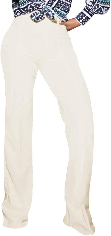 PINSV Women's High Waisted Stretchy Bootcut Pull On Dress Pants Casual Work Pants | Amazon (US)