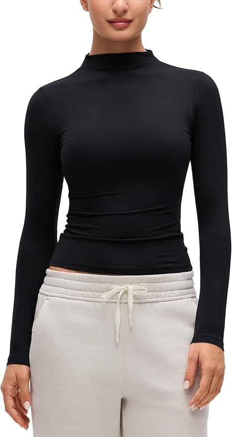 CRZ YOGA Softembrace Mock Neck Long Sleeve Shirts for Women - Casual Going Out Comfort Tops Soft ... | Amazon (US)
