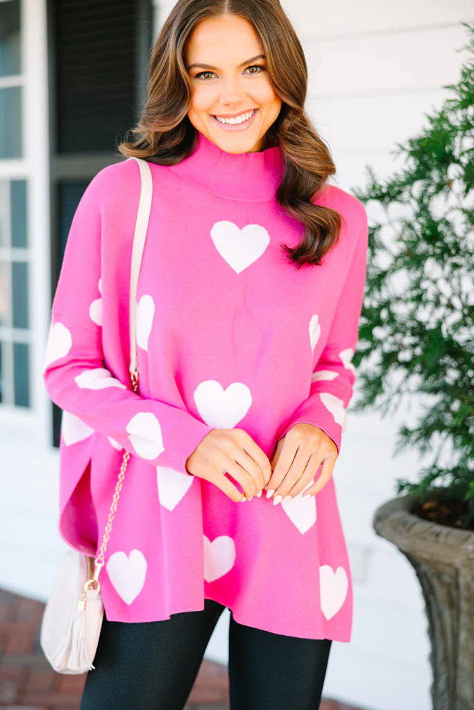 Quick Decisions Pink & White Heart Sweater | The Mint Julep Boutique