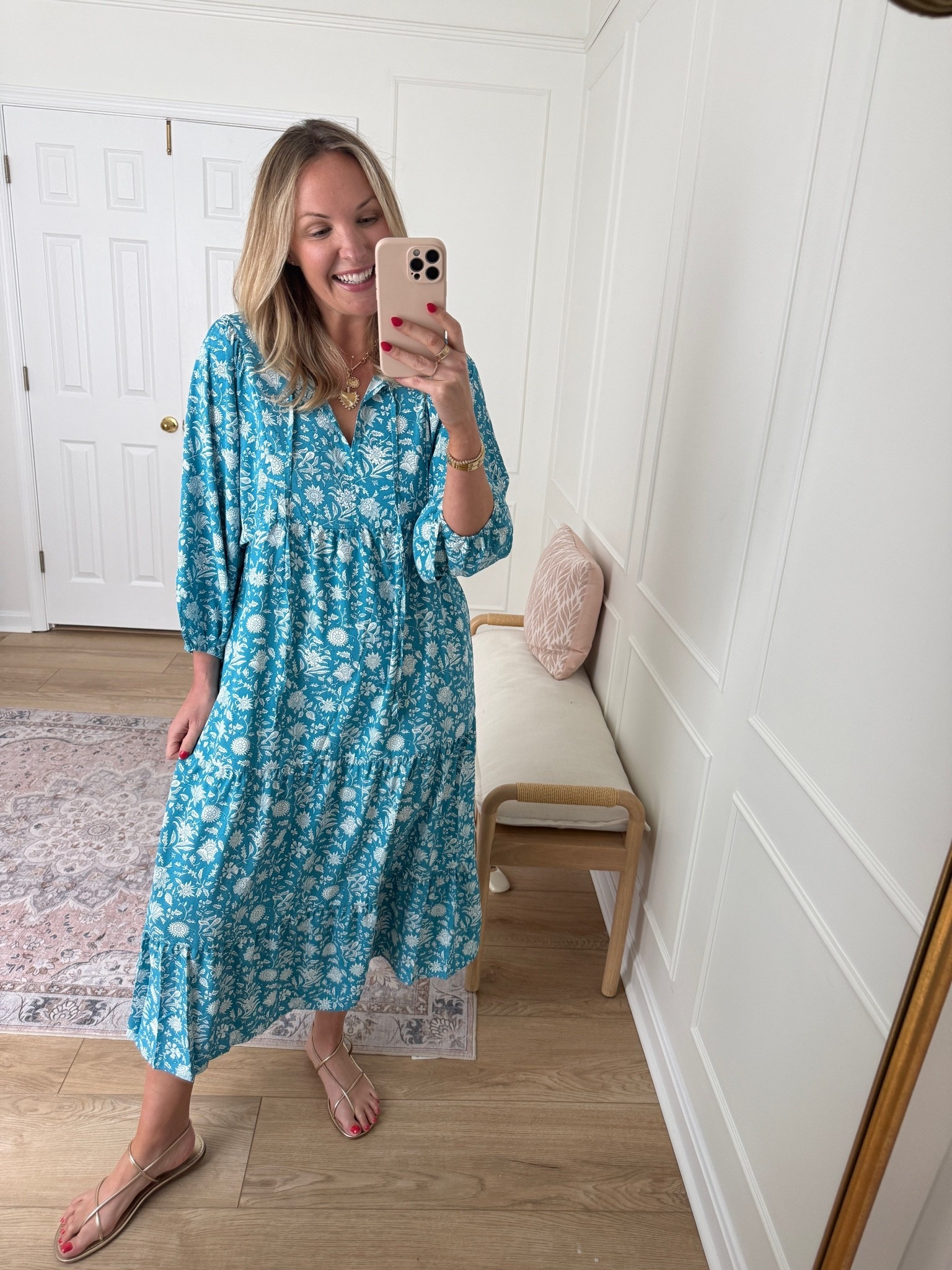 Lightweight summer dress that doubles as a coverup for the pool or beach! Wearing a med