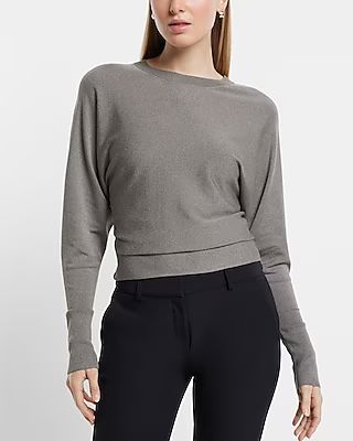 Crew Neck Banded Bottom Dolman Sleeve Sweater | Express