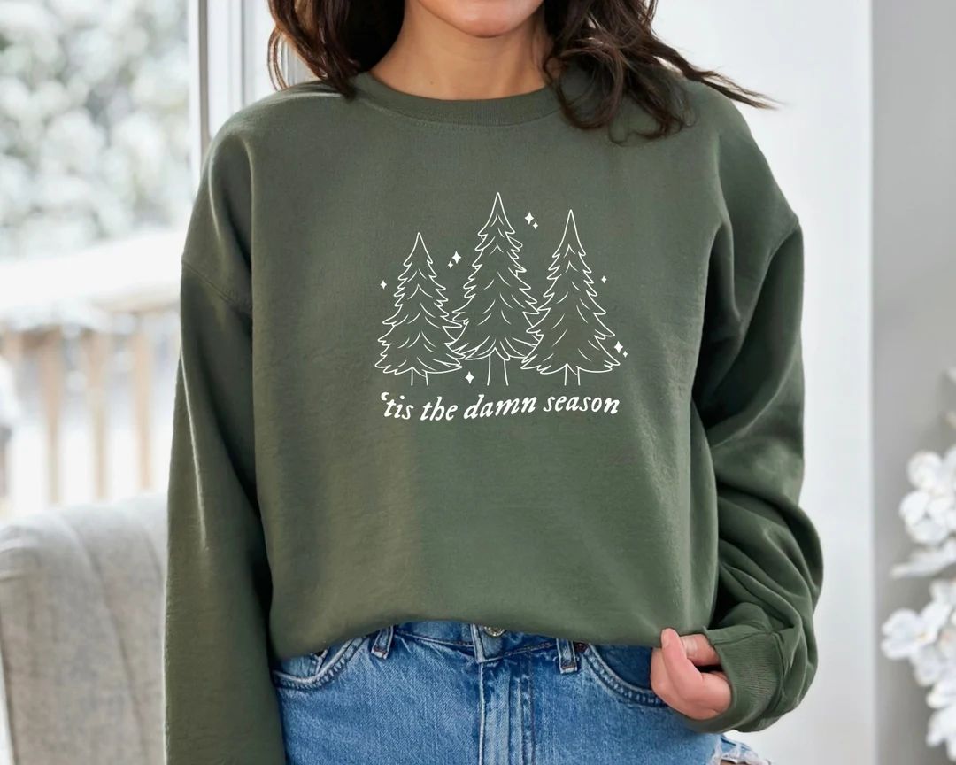 Tis the Damn Season Sweatshirt Christmas Tree Hoodie Holiday - Etsy | Etsy (US)
