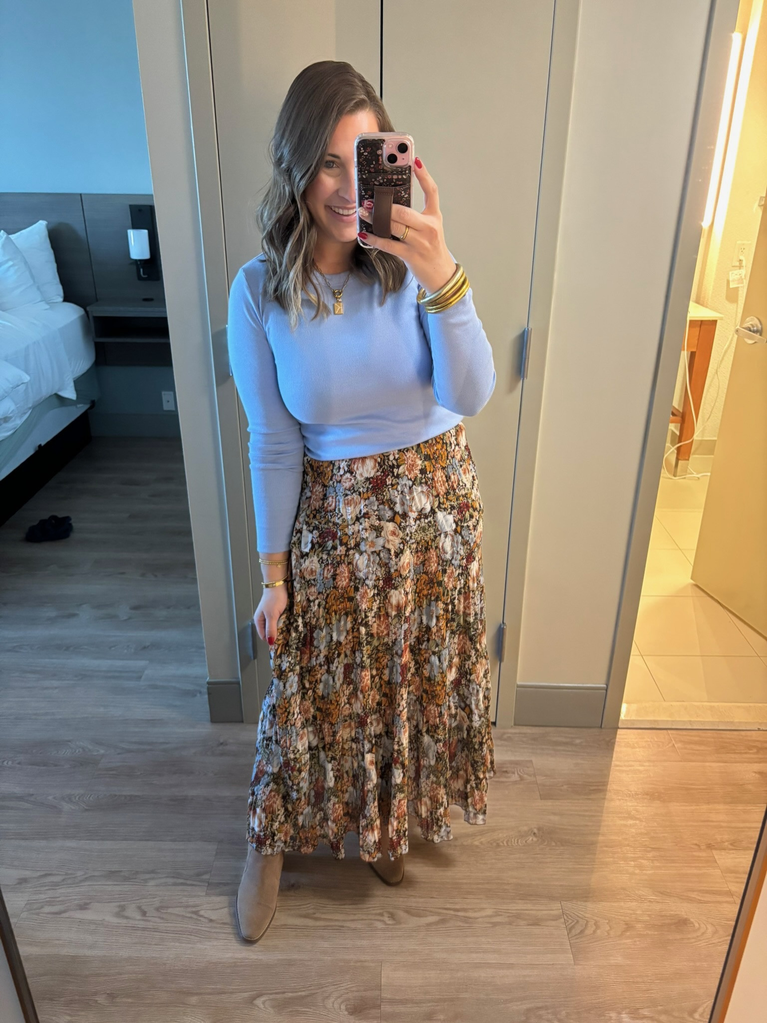 Such a good outfit for transitioning into fall!!🍂 Pairing a floral midi skirt with a simple long sleeve top + booties is an easy go-to!

Fall outfit, Amazon, skirt, fall fashion

#LTKootd #LTKSeasonal #LTKSaleAlert