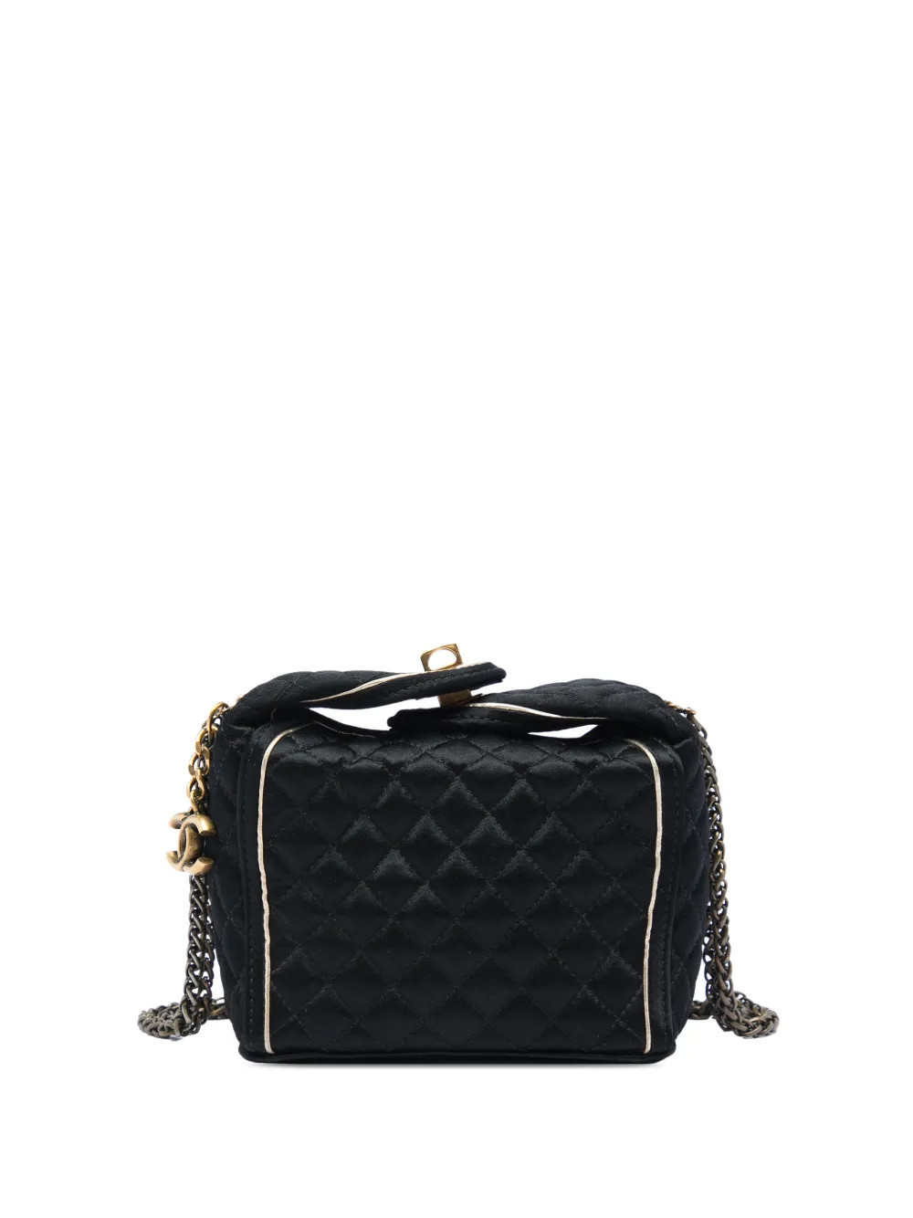 CHANEL Pre-Owned 2009-2010 Paris Shanghai CC Quilted Satin Takeaway Box Bag shoulder bag - Black | Farfetch Global