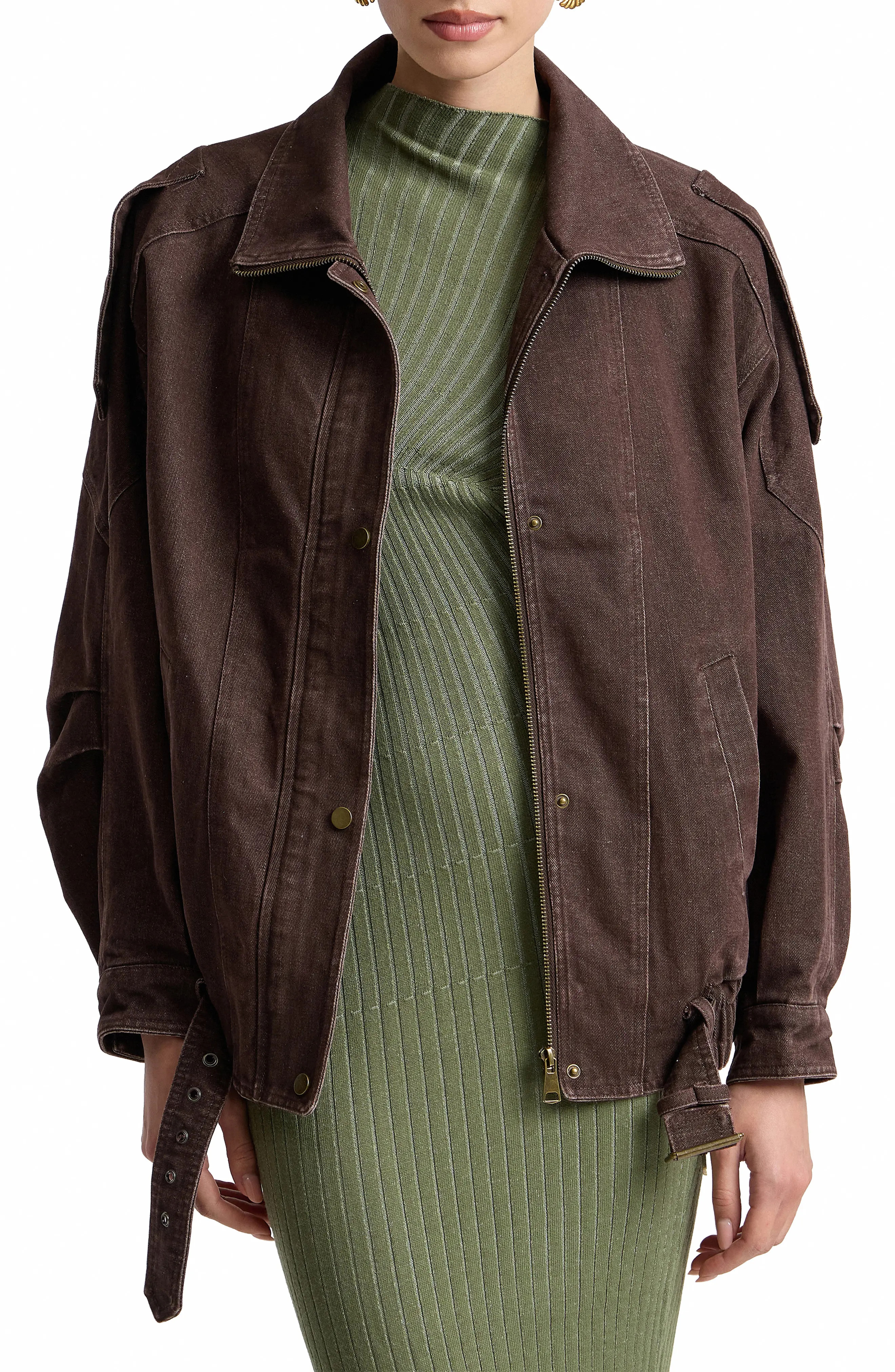 Denim Belted Bomber Jacket (Women) | Nordstrom | Nordstrom
