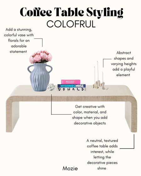 How to style a coffee table with colorful accents. We love how the colorful home decor makes this neutral coffee table POP!

#LTKstyletip #LTKFind #LTKhome