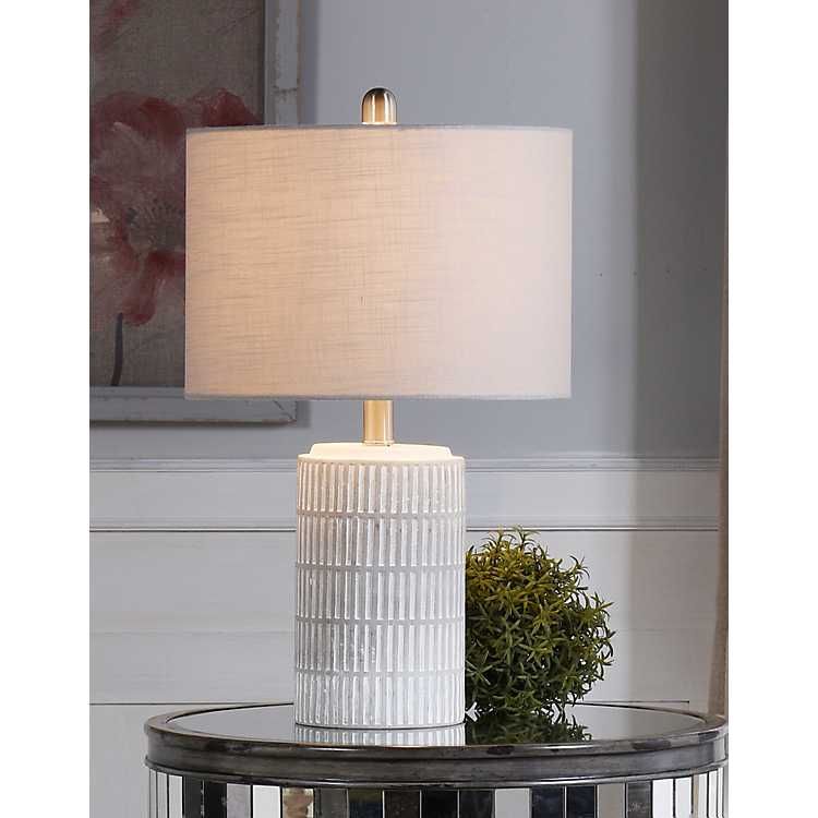 Distressed White Modern Farmhouse Table Lamp | Kirkland's Home