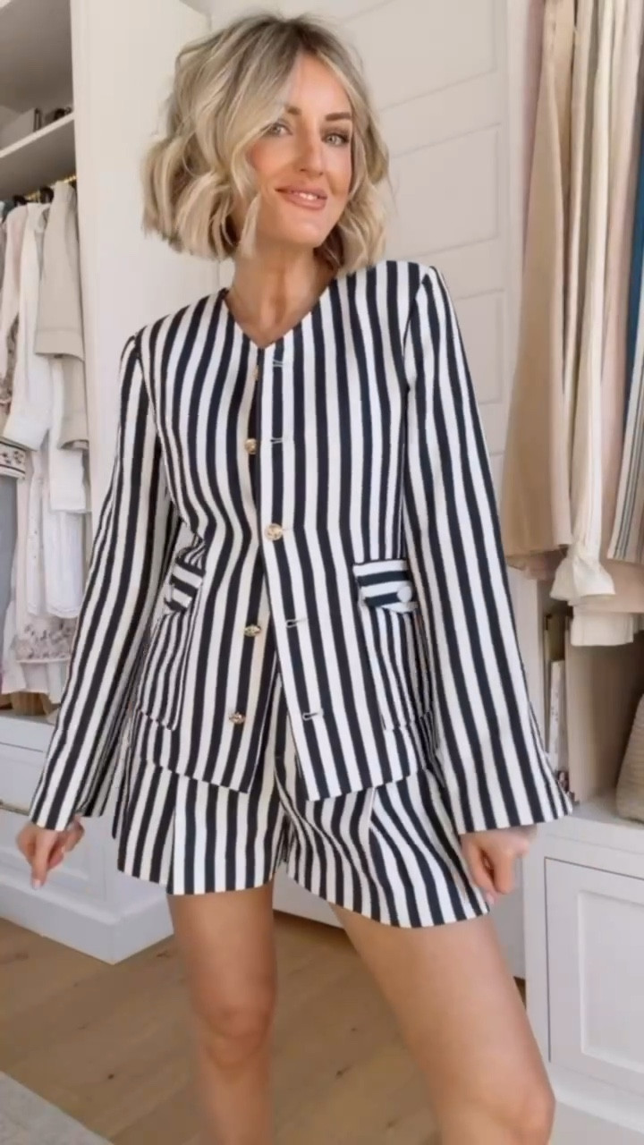 This striped matching set is so elevated & chic! I feel like these shorts would also be so cute to wear separately! Wearing XS in the blazer & S in the shorts!

Loverly Grey, Shopbop, spring outfit, striped blazer, blazer, shorts, elevated looks 

#LTKSeasonal
