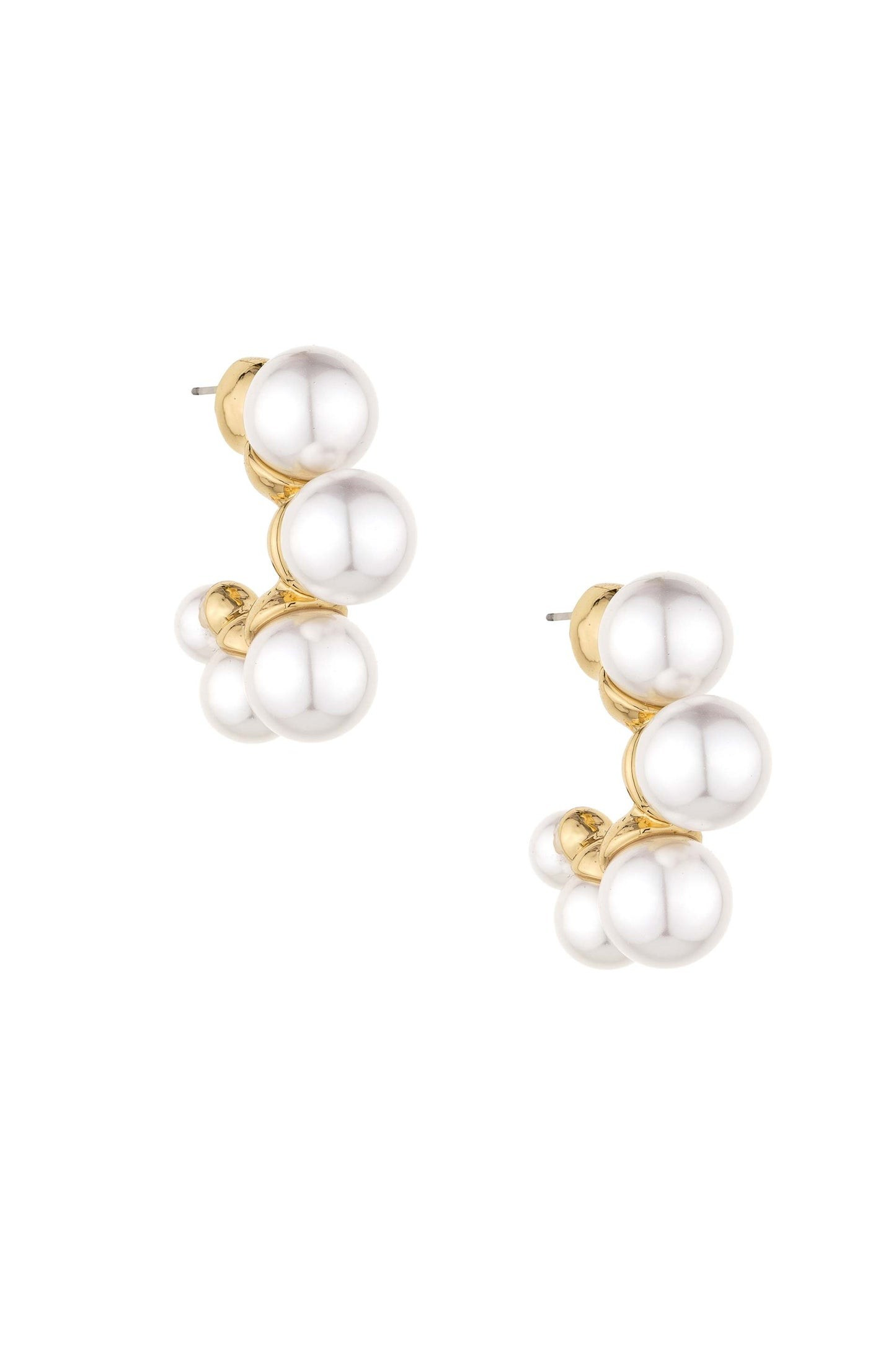 Five Point Pearl 18k Gold Plated Hoop Earrings | Ettika