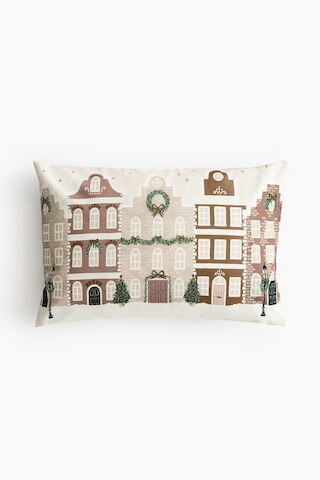 H & M - Printed Cotton Canvas Cushion Cover - White | H&M (US + CA)