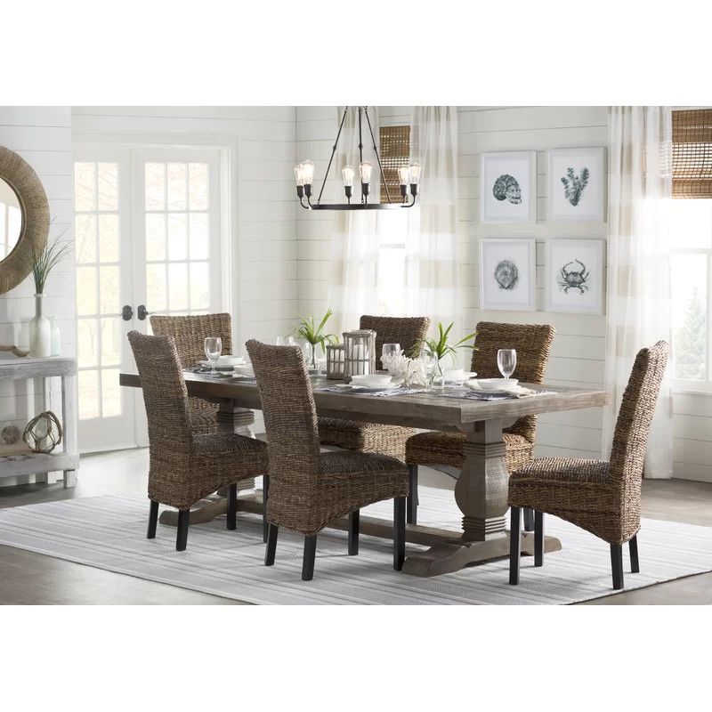 Kinston 94" Pine Solid Wood Trestle Dining Table | Wayfair North America