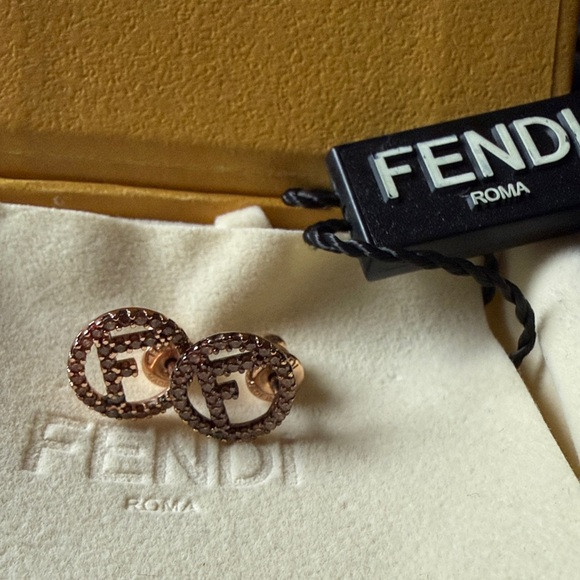 Fendi Rose Gold Circular Logo Earrings | Poshmark