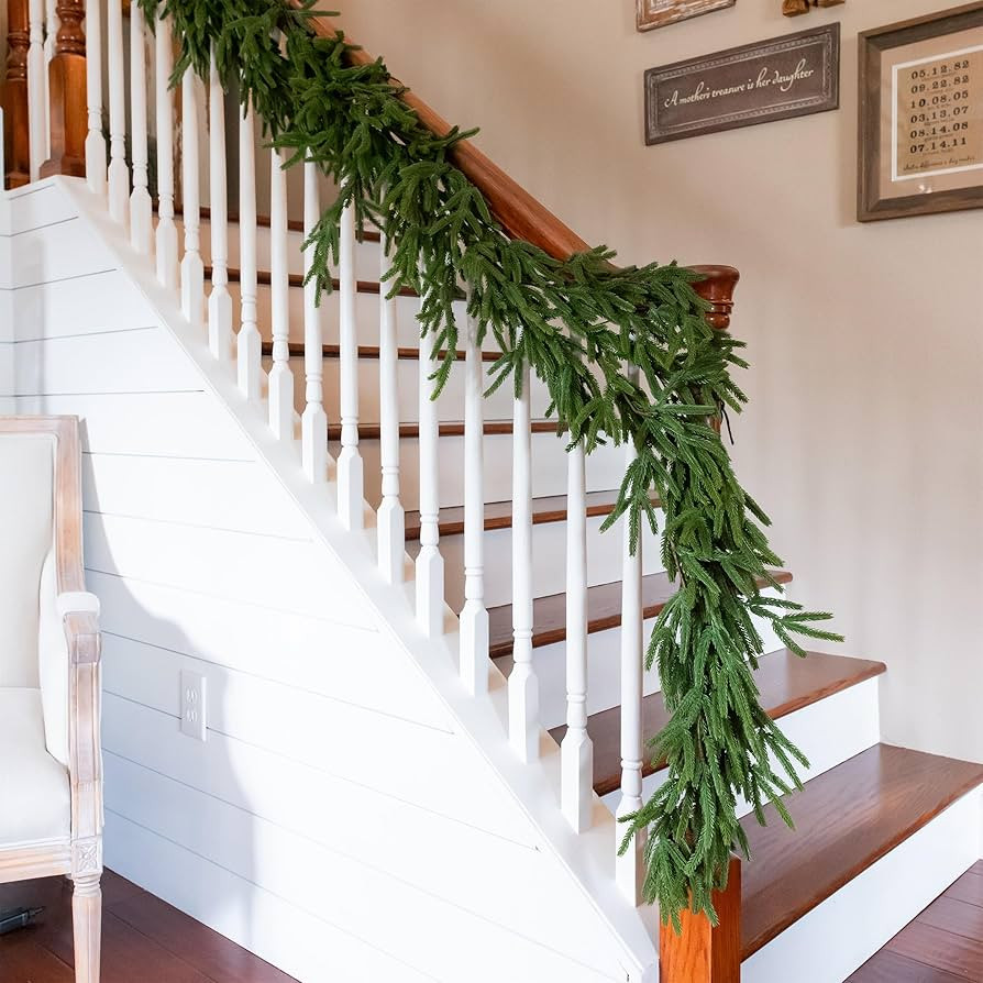 72" Real Touch Norfolk Pine Garland Realistic 6ft, Christmas Garland for Mantle, Stairs, Fireplac... | Amazon (US)