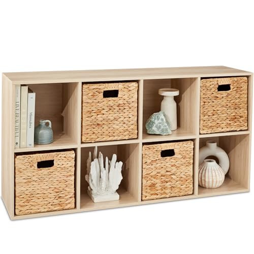 Best Choice Products 8-Cube Storage Organizer, 11in Shelf Opening, Bookcase, Display Shelf, Customizable w/ 3 Removable Back Panels – Light Oak | Amazon (US)